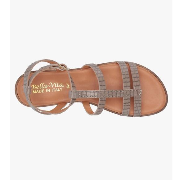 Bella Vita Women's Size 6 Strappy Sandal Gray Brown Italian Leather Crocodile - Picture 12 of 12